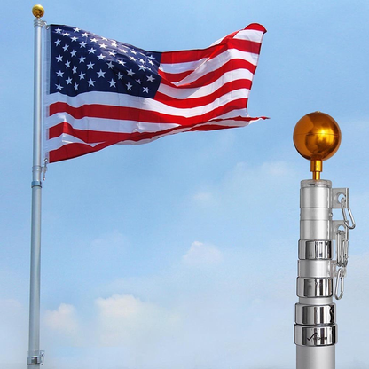 20′ Retractable Aluminum Flag Pole with Flag